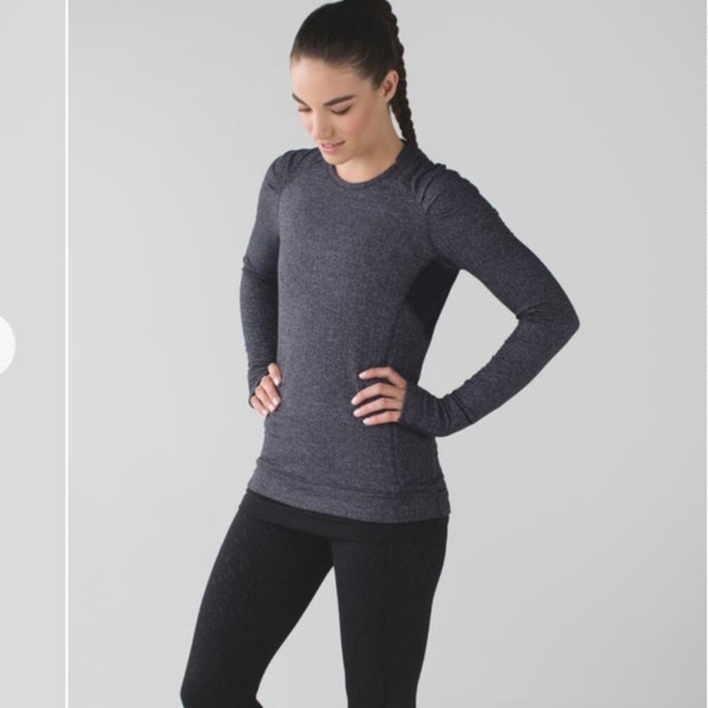 Lululemon Think Fast Long Sleeve heathered herringbone